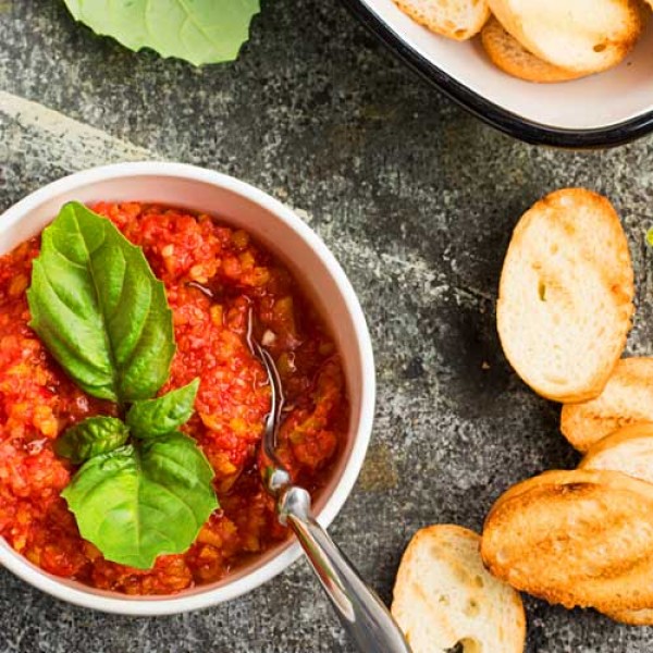 Nut roast with chilli and tomato sauce